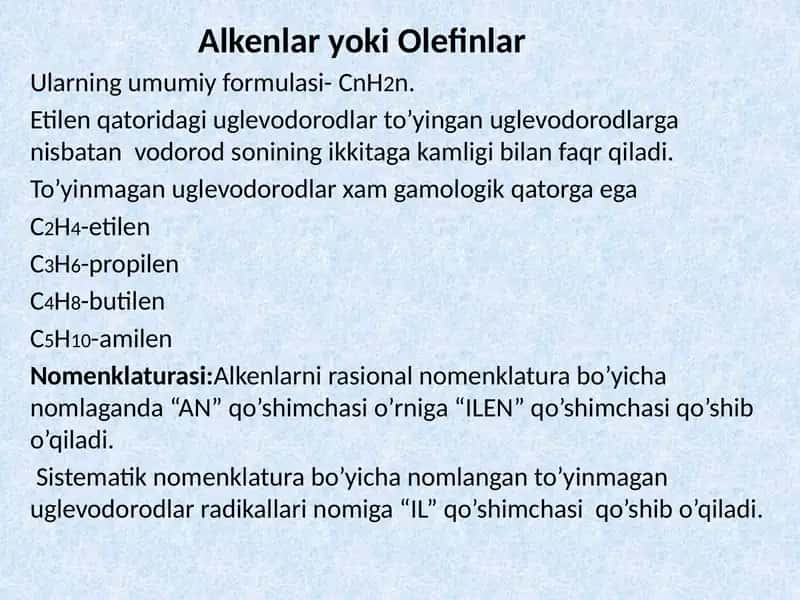 AlkenlaryokiOlefinlar