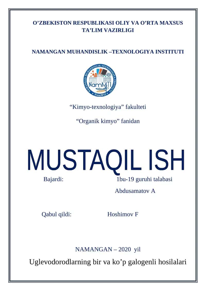 Uglevodorodlarning bir va ko'p galogenli hosilalari