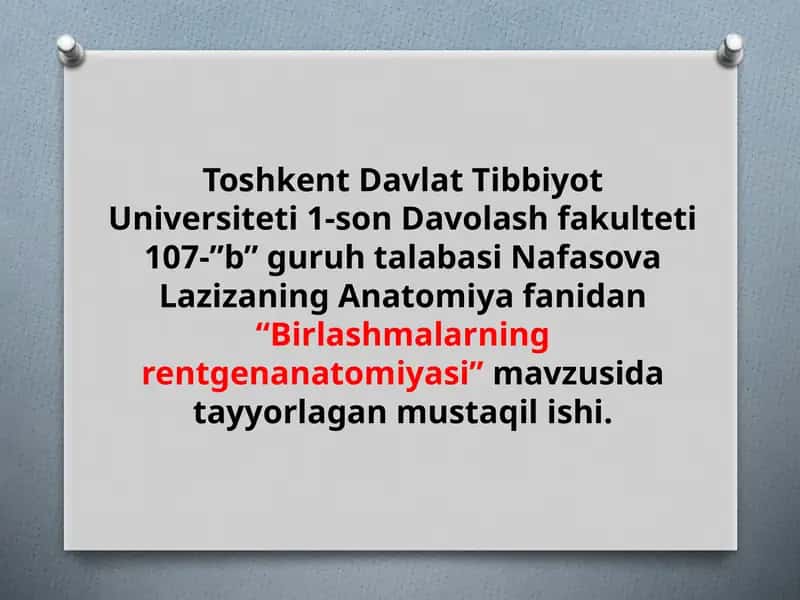 Birlashmalarning rentgenanatomiyasi