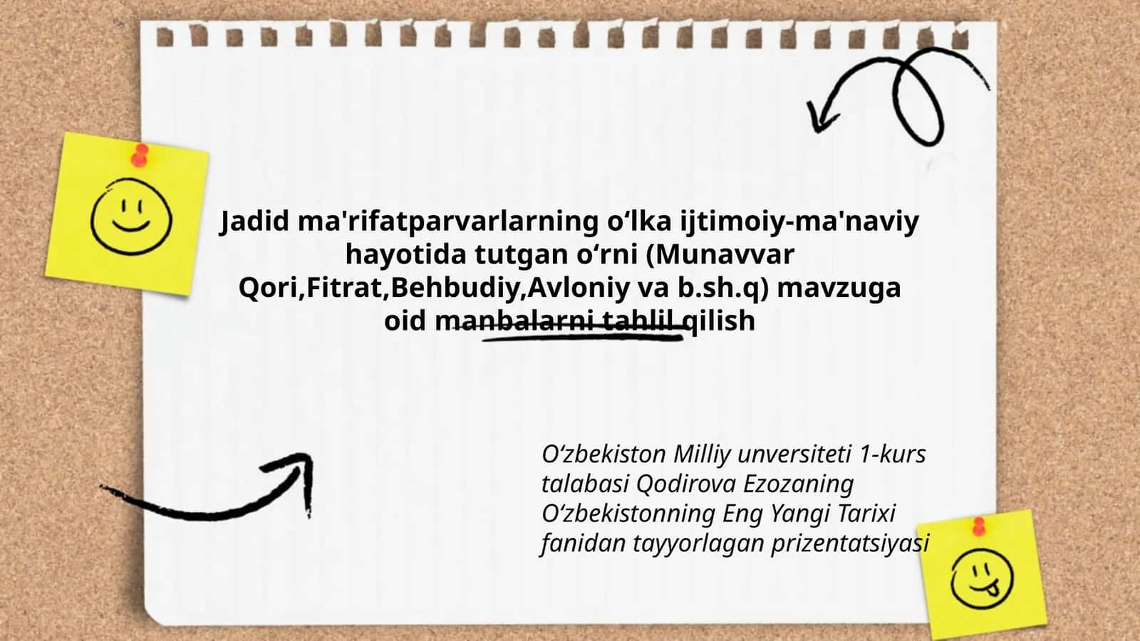 Oʻzbekistonning Eng Yangi Tarixi fanidan tayyorlagan prizentatsiya