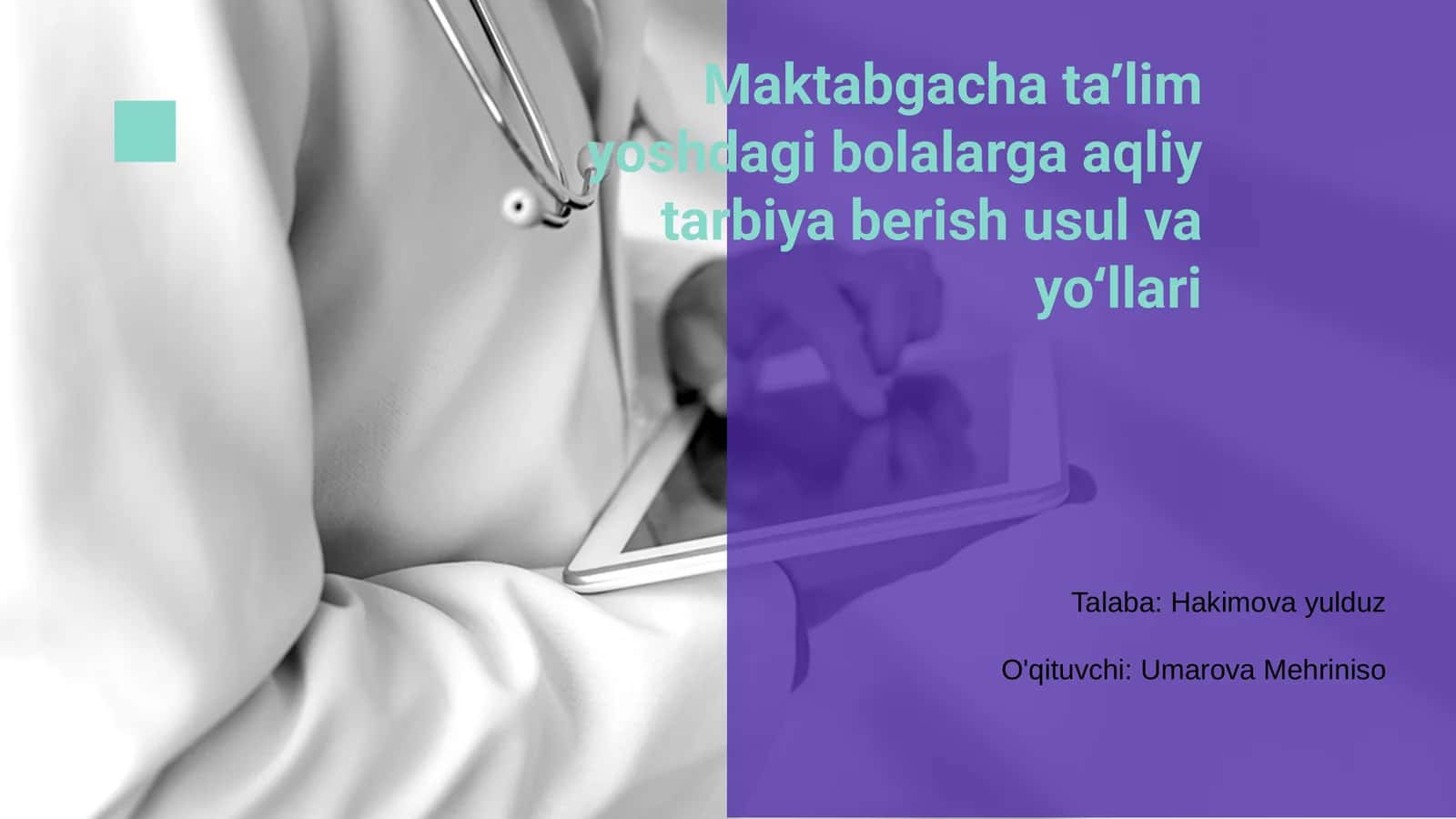 Maktabgacha taʼlim yoshdagi bolalarga aqliy tarbiya berish usul va yoʻllari