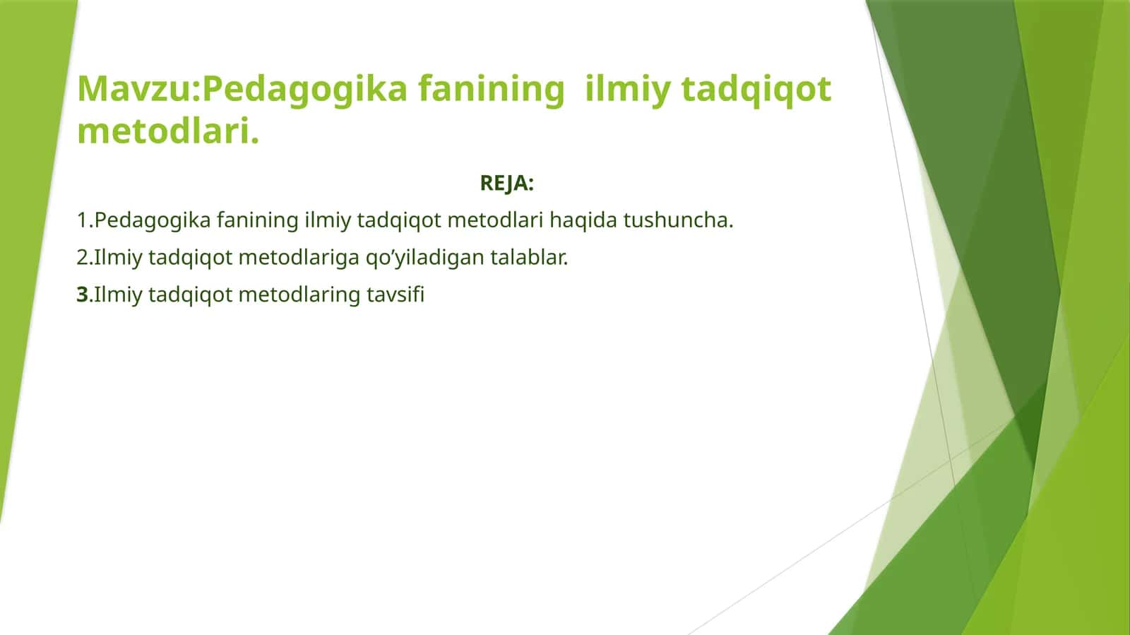 Pedagogikafanining ilmiy tadqiqot metodlari