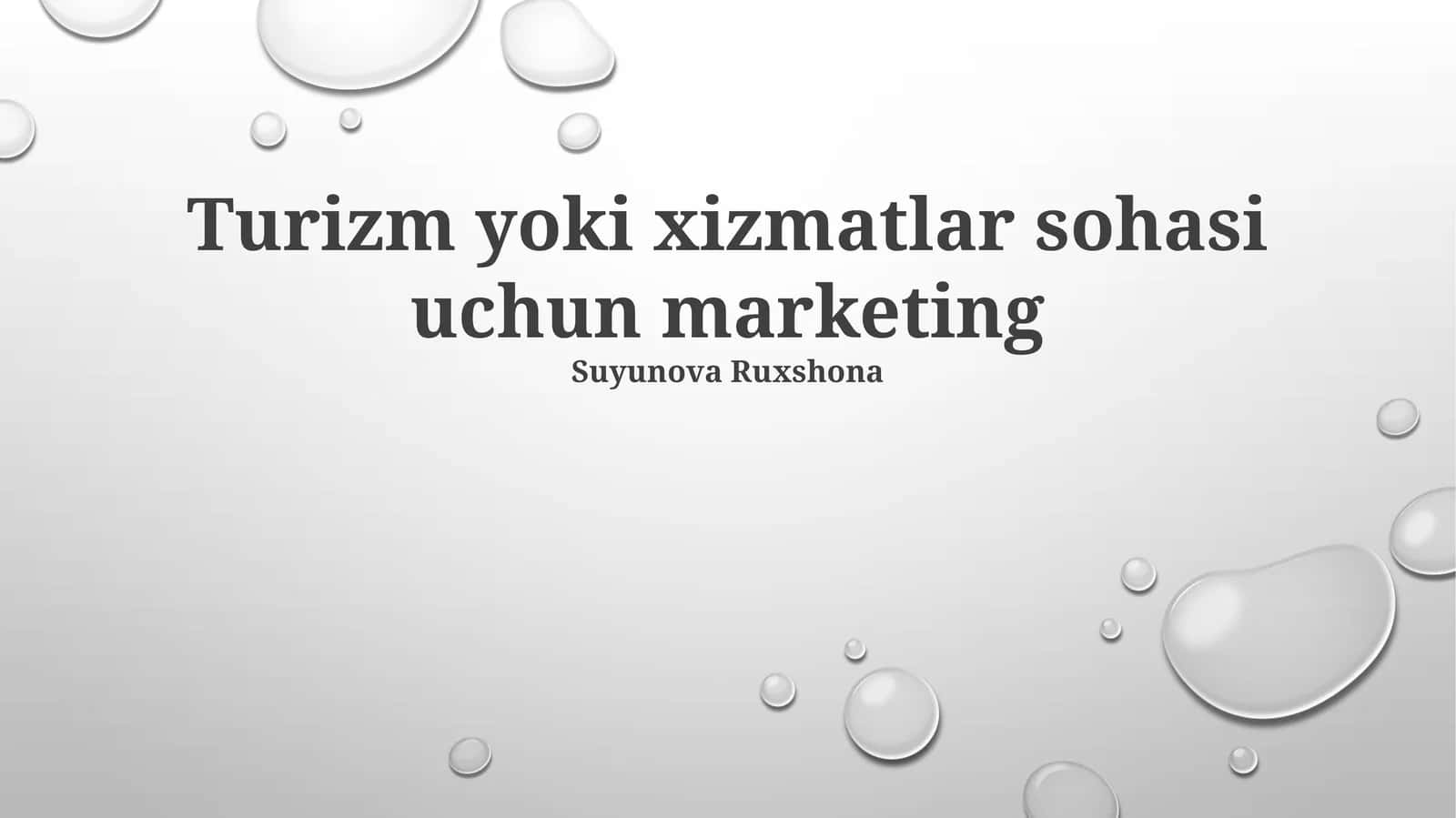 Turizm yoki xizmatlar sohasi uchun marketing