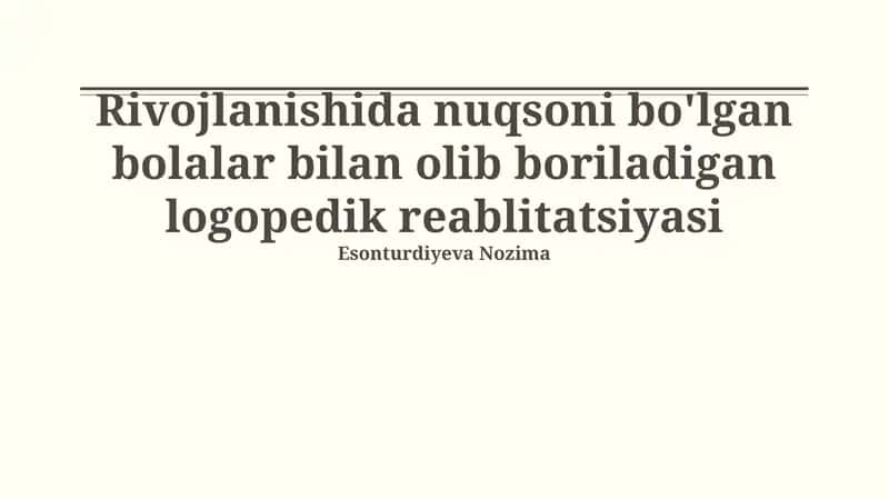 Nutq terapiyasi reabilitatsiyasi