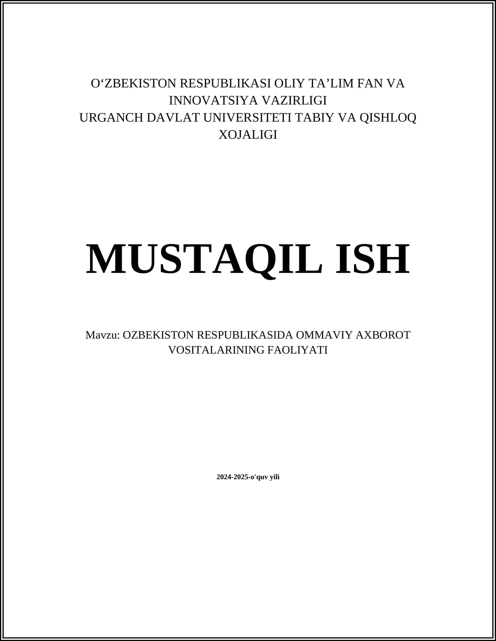 Ommaviy axborot vositalarining huquqiy maqomi