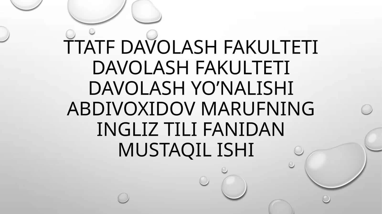 Davolash Fakulteti Taqdimotlar