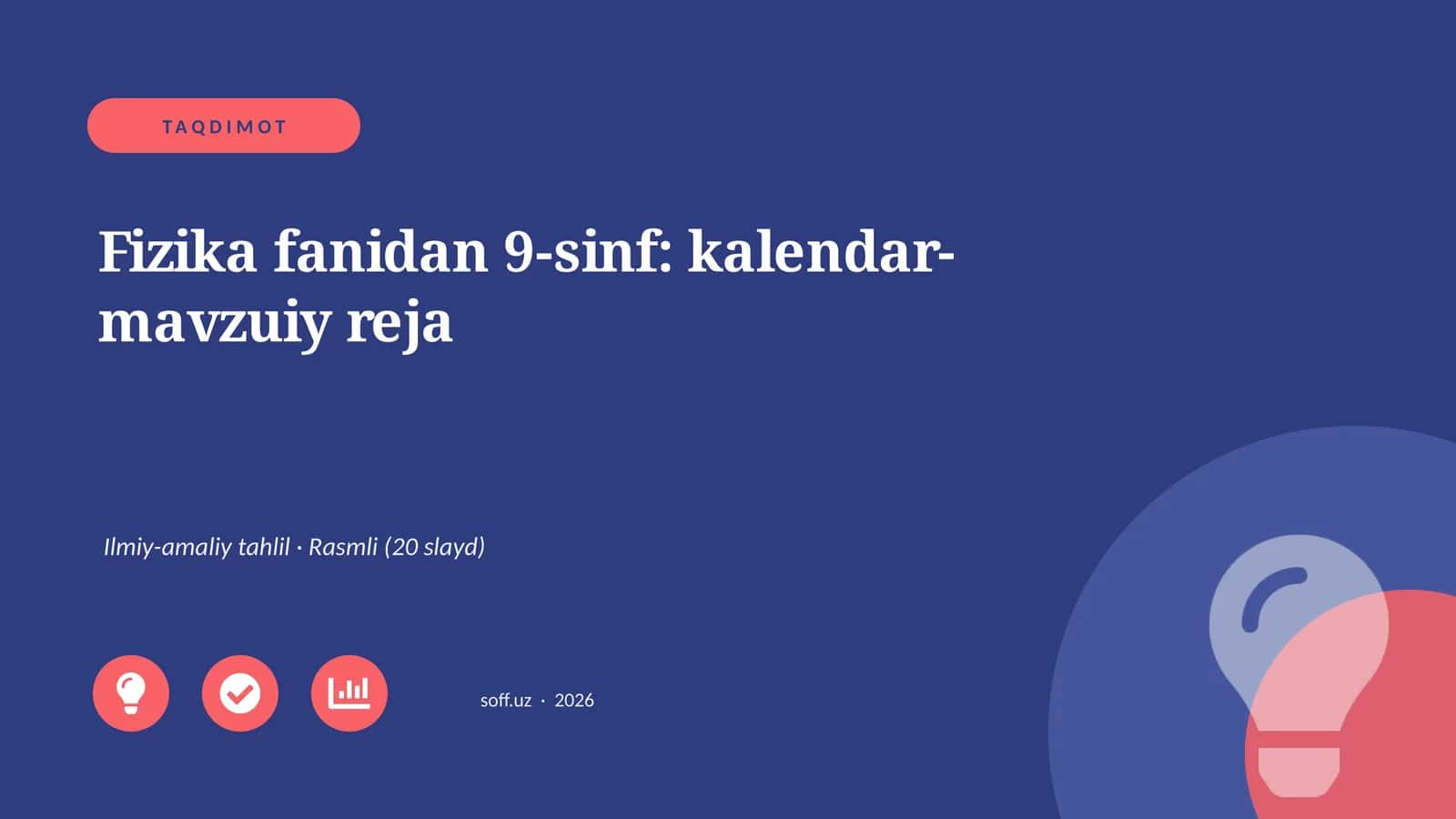 Fizika fanidan 9-sinf: kalendar-mavzuiy reja