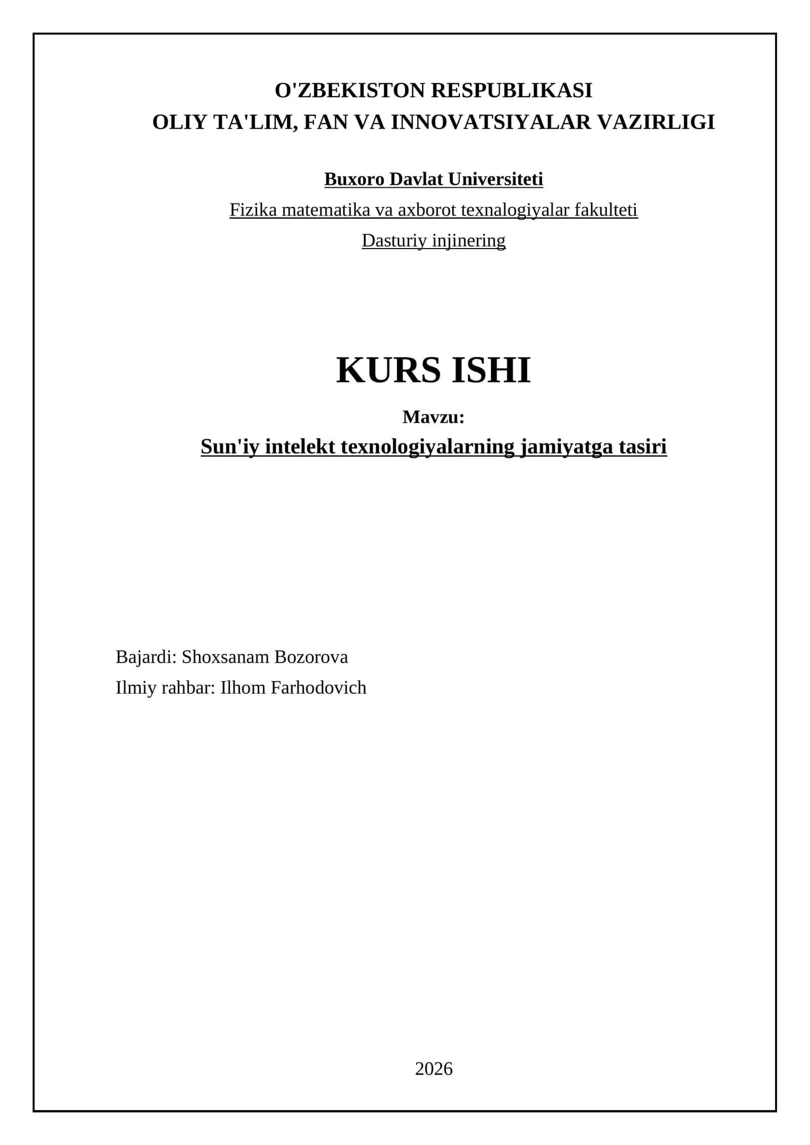 Sun'iy intelekt texnologiyalarining jamiyatga tasiri