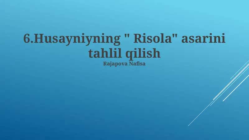 Risola asarini tahlil qilish