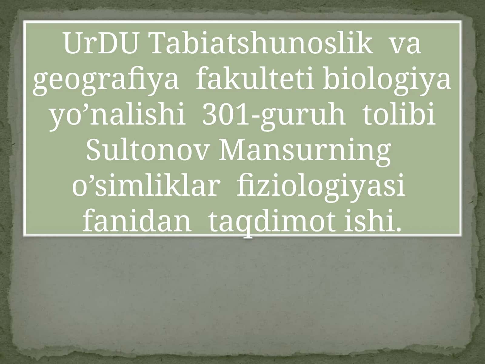 O’G’ITLARNI QO’LLASHNING FIZIOLOGIK ASOSLARI