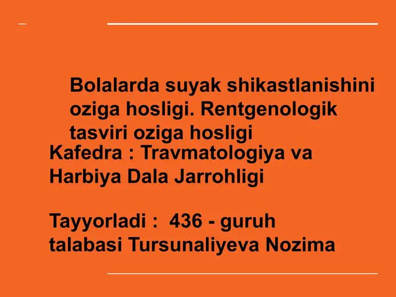 Bolalarda suyak shikastlanishini oziga hosligi