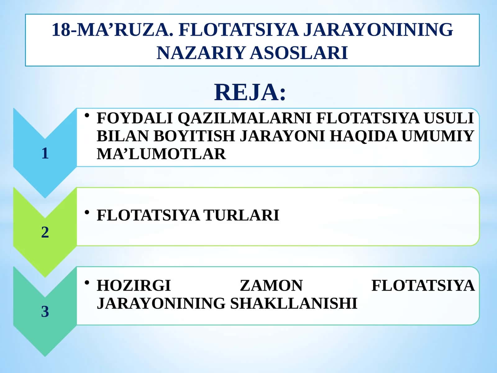 Flotatsiya jarayonining nazariy asoslari