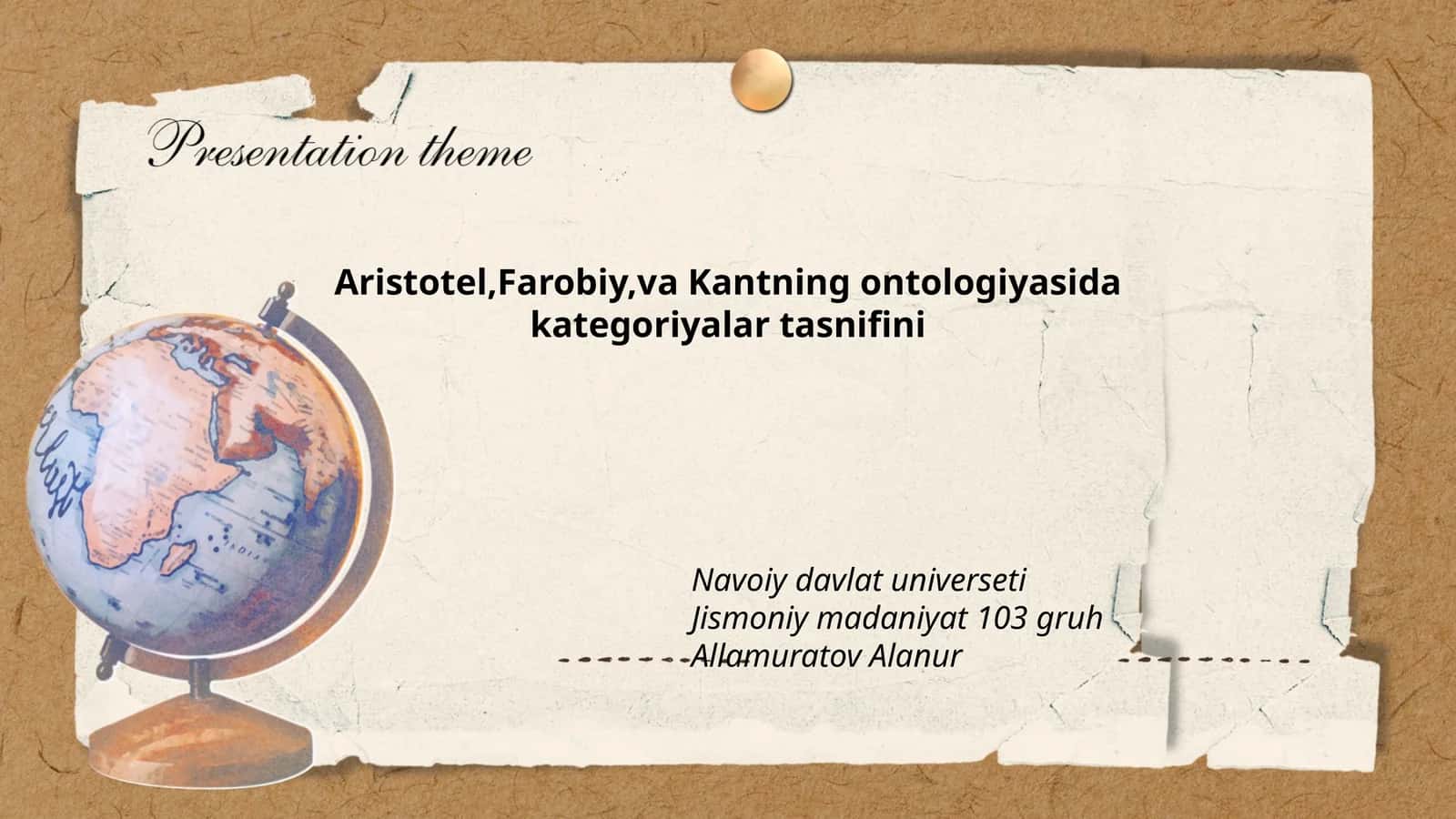 Aristotel,Farobiy,va Kantning ontologiyasida kategoriyalar tasnifini