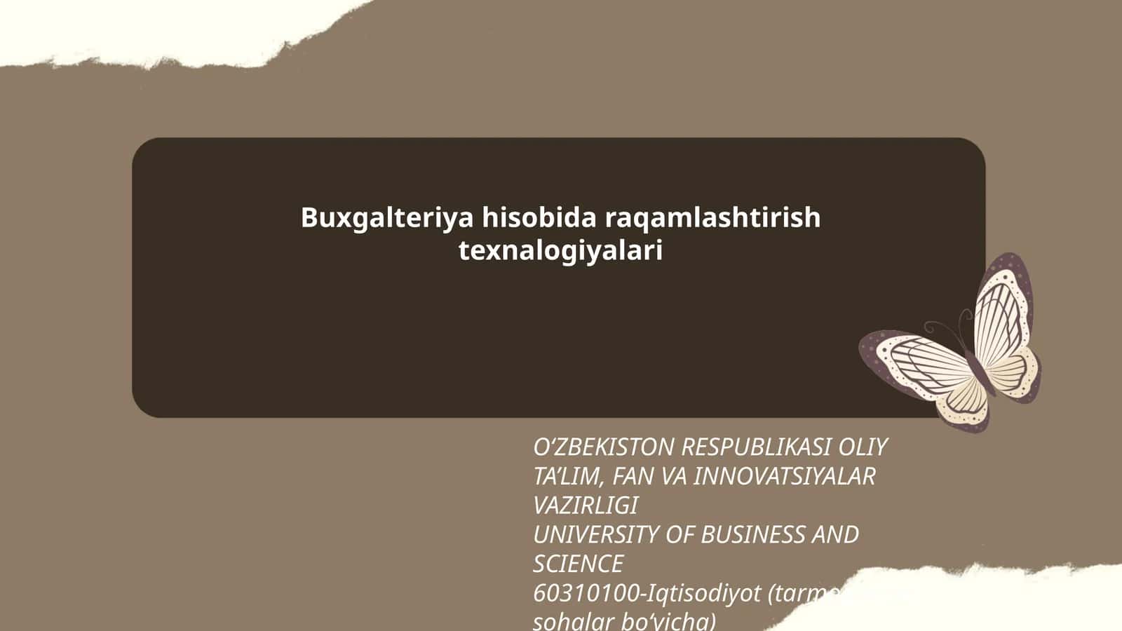 Buxgalteriya hisobida raqamlashtirish texnalogiyalari