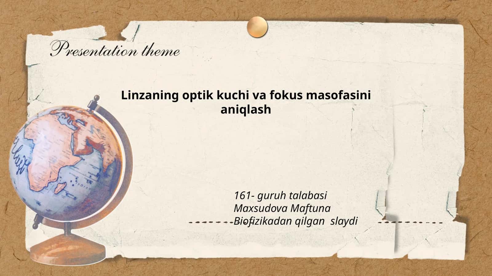 Linzaning optik kuchi va fokus masofasini aniqlash
