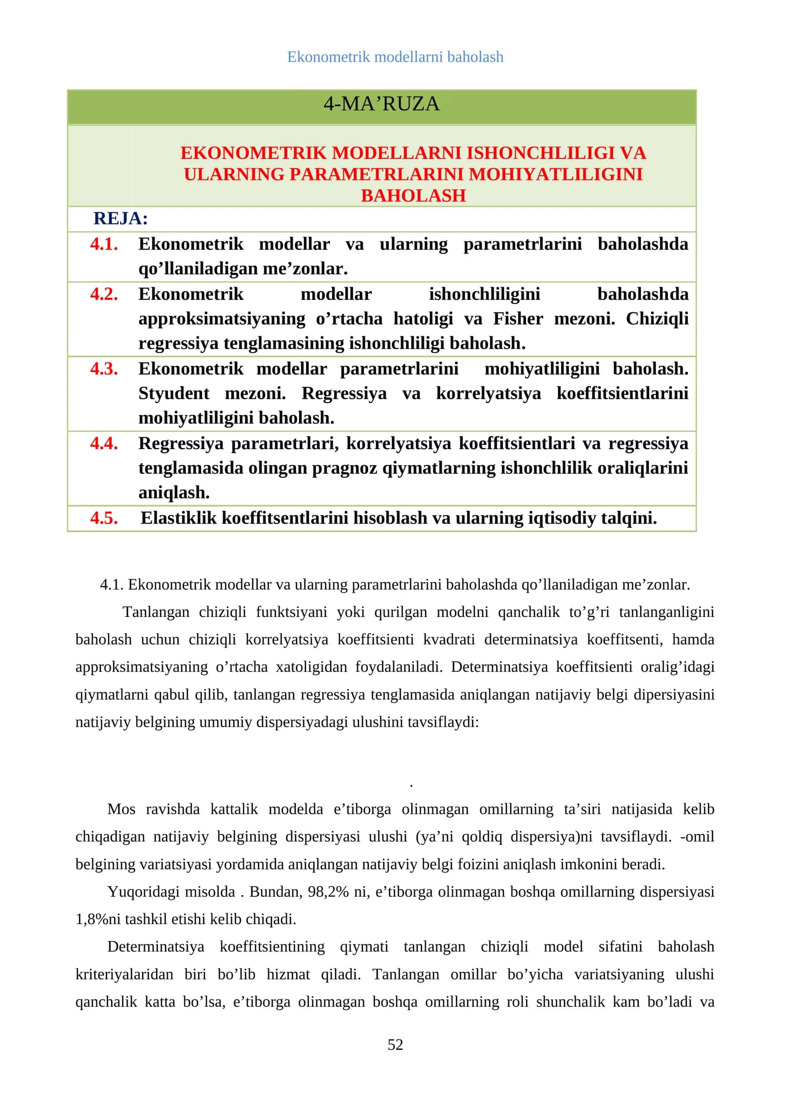 Ekonometrik modellarni baholash