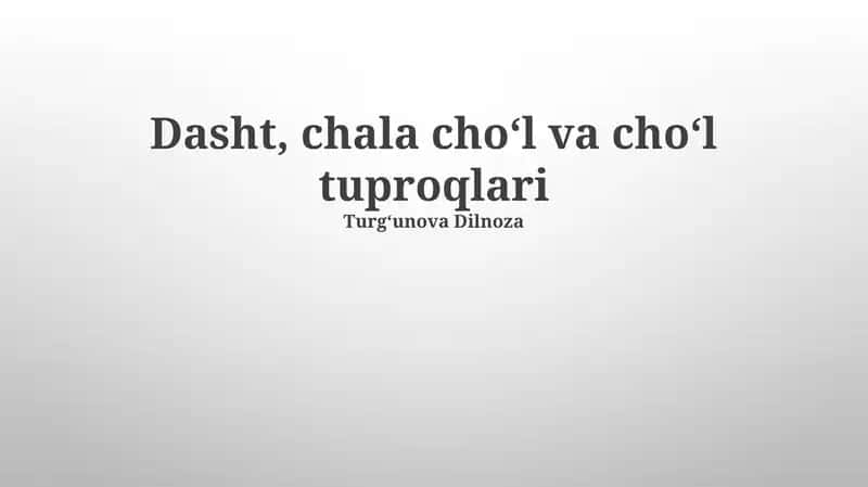 Cho'l Tuproqlari
