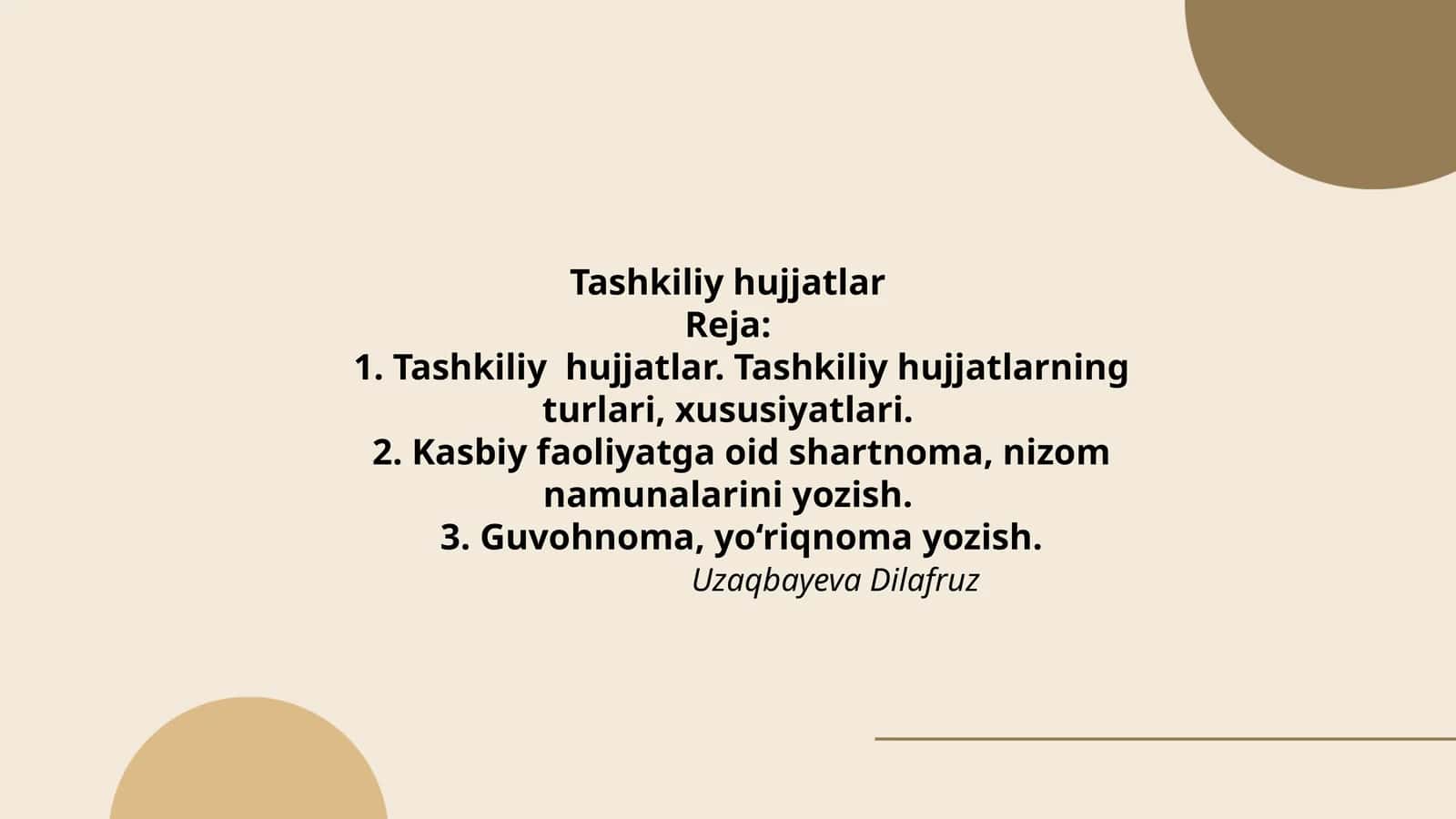 Tashkiliy hujjatlar
