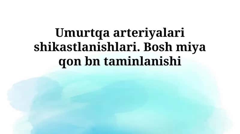 Umurtqa arteriyasi shikastlanishlari