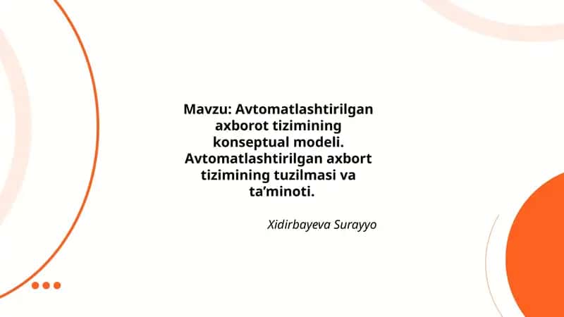 Avtomatlashtirilgan axborot tizimining konseptual modeli