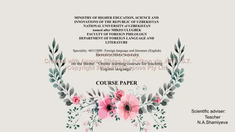 Online learning/courses for teaching English language