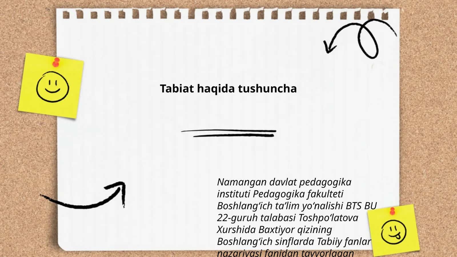 Boshlangʻich sinflarda Tabiiy fanlar nazariyasi fanidan tayyorlagan taqdimoti