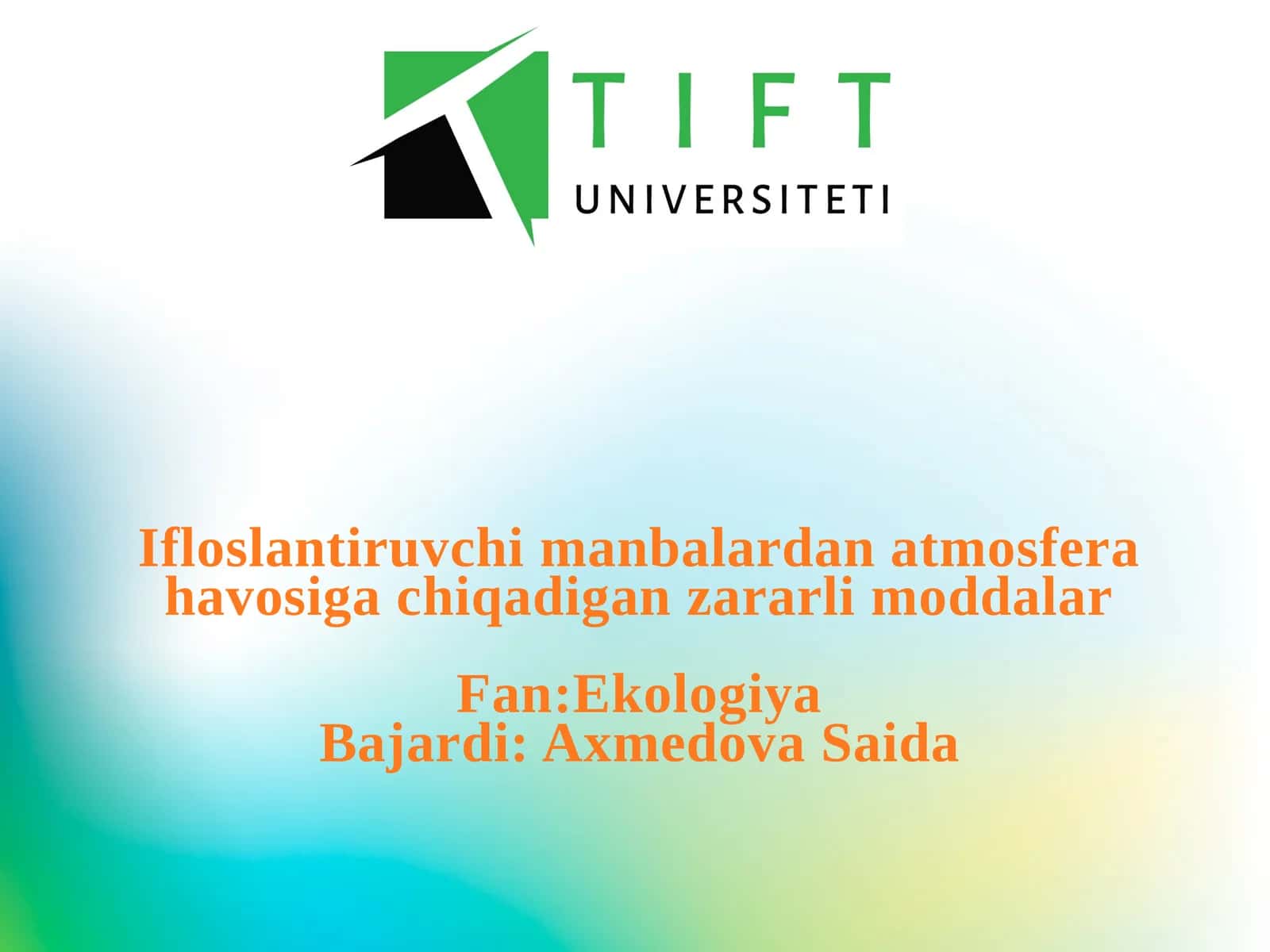 Ifloslantiruvchi manbalardan atmosfera havosiga chiqadigan zararli moddalar.