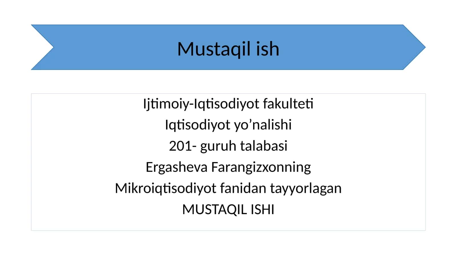 Mikroiqtisodiyot fanidan mustaqil ish