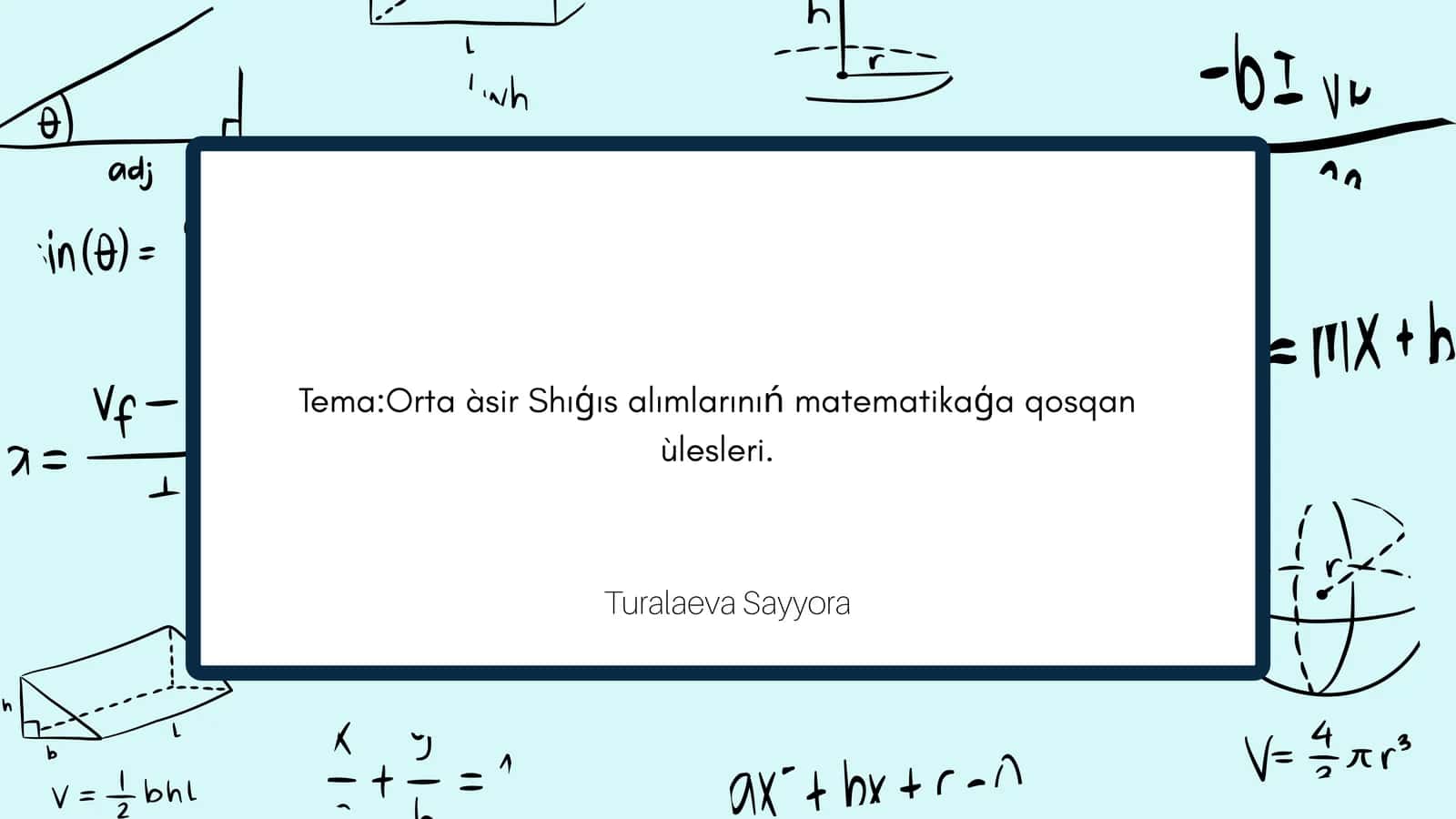 Orta àsir Shıģıs alımlarınıń matematikaģa qosqan ùlesleri