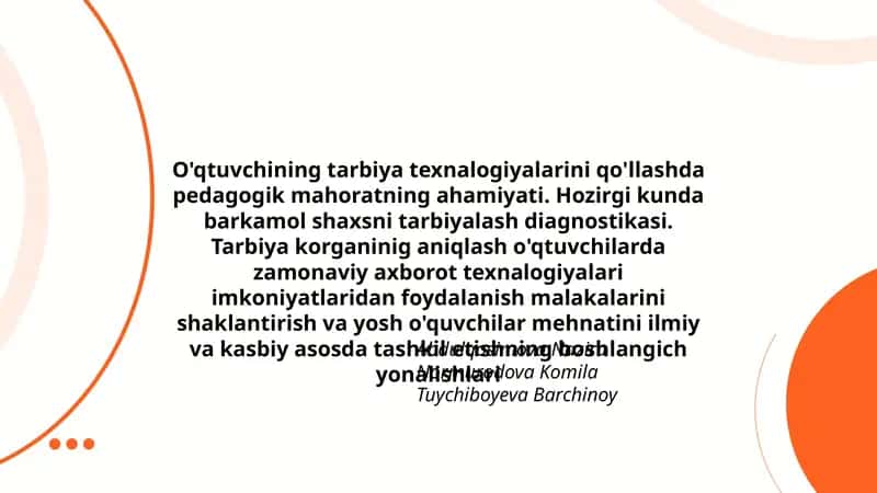 Tarbiya texnalogiyalari va pedagogik mahorat