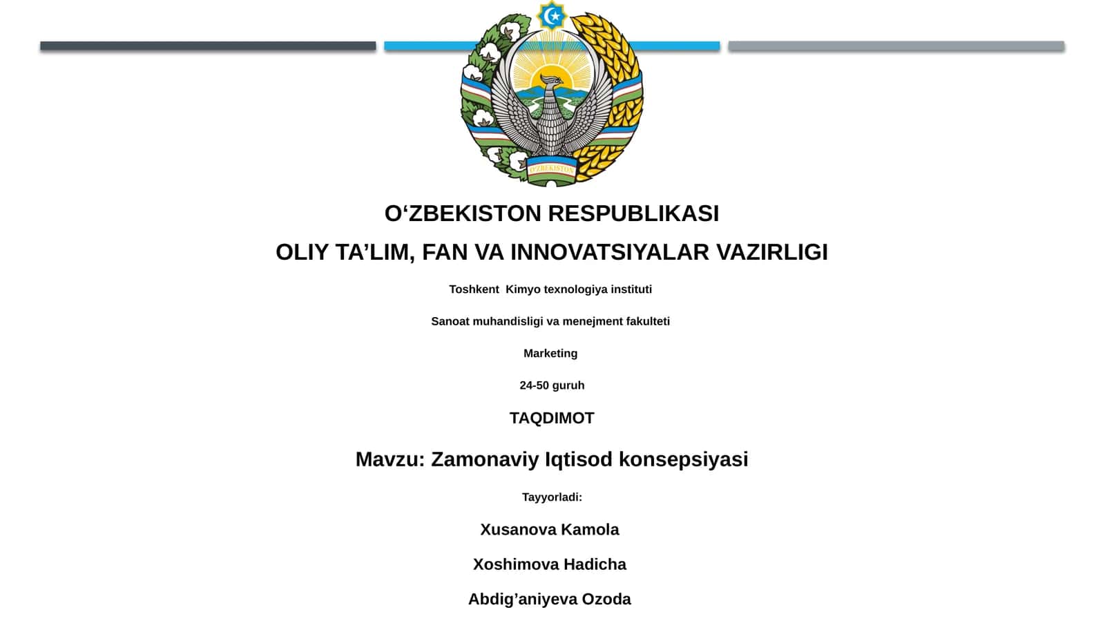 Zamonaviy Iqtisod konsepsiyasi