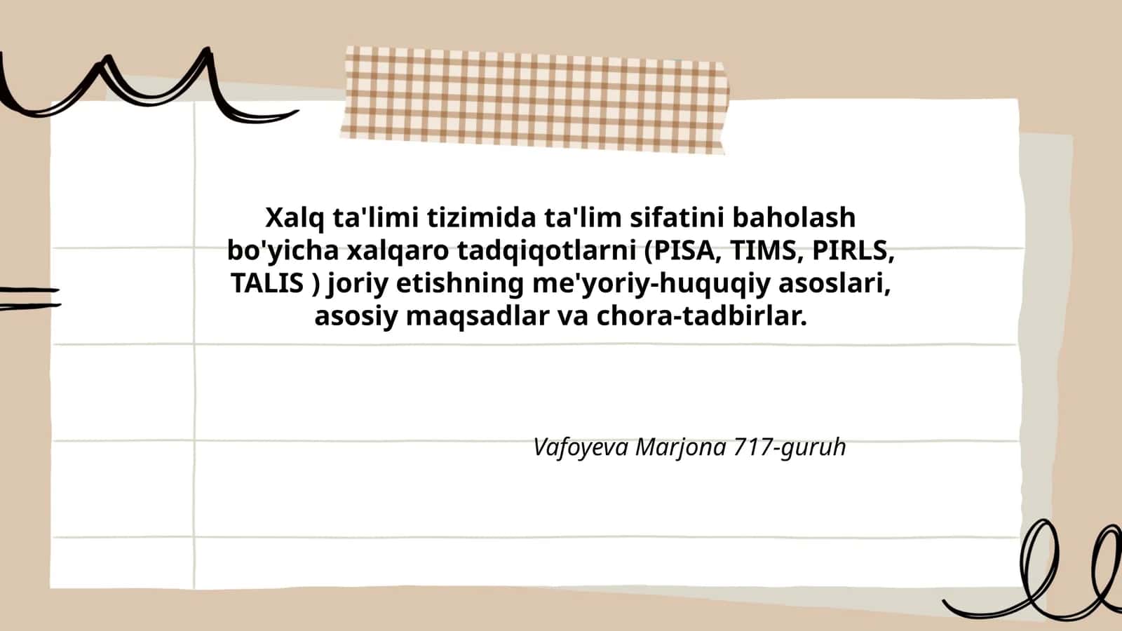 Xalq ta'limi tizimida ta'lim sifatini baholash