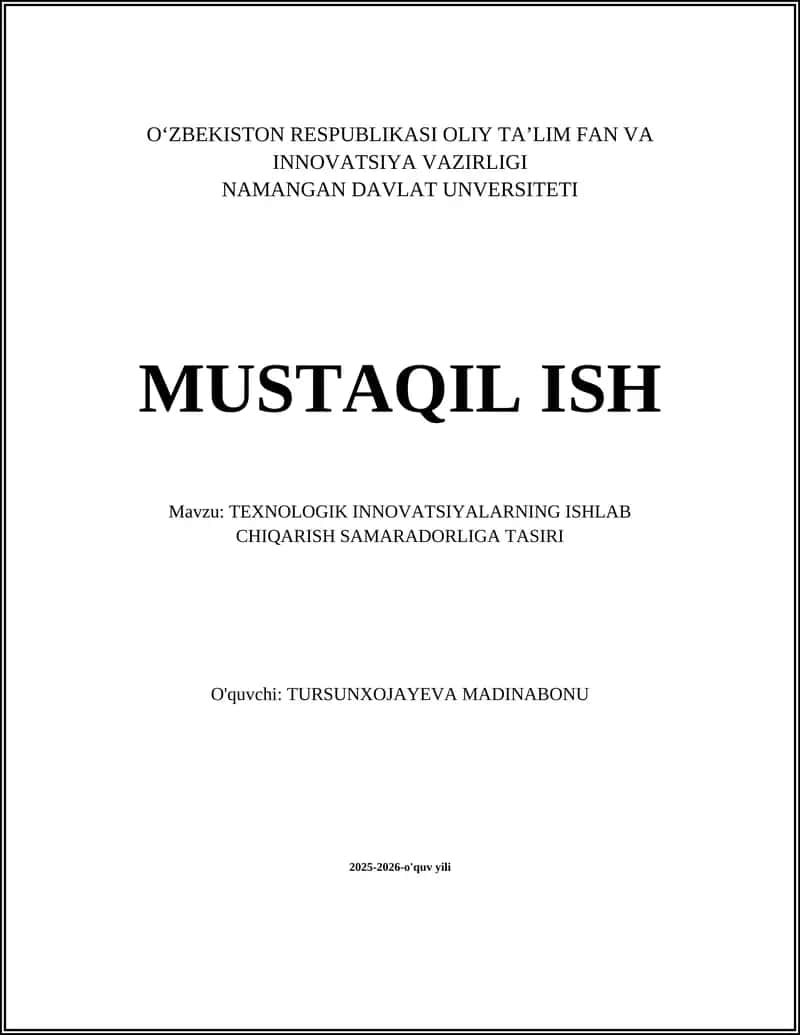 Ishlab chiqarishda avtomatlashtirish va mehnat unumdorligi