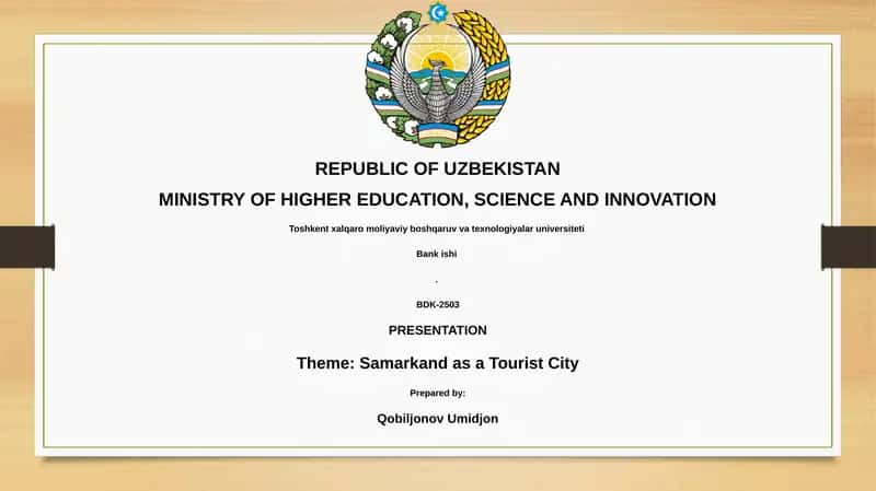 Samarkand as a Tourist City