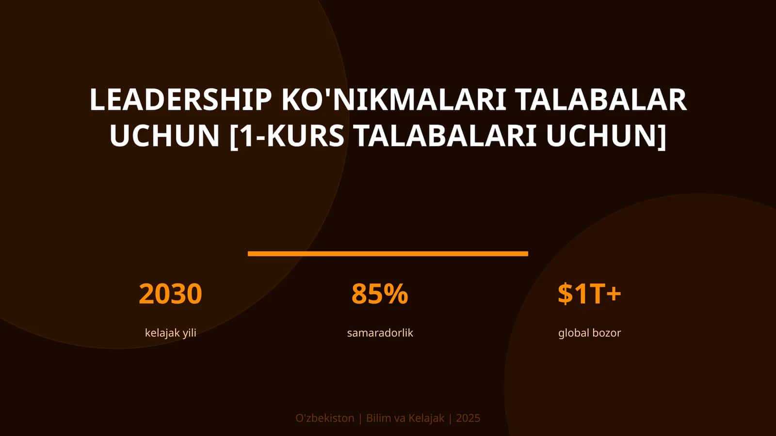 Leadership ko'nikmalari talabalar uchun [1-KURS TALABALARI UCHUN]
