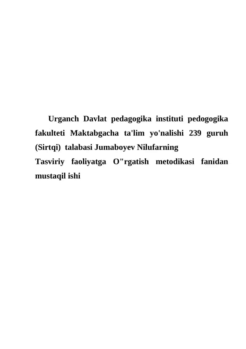 Rasm chizishni o'rgatish metodikasi
