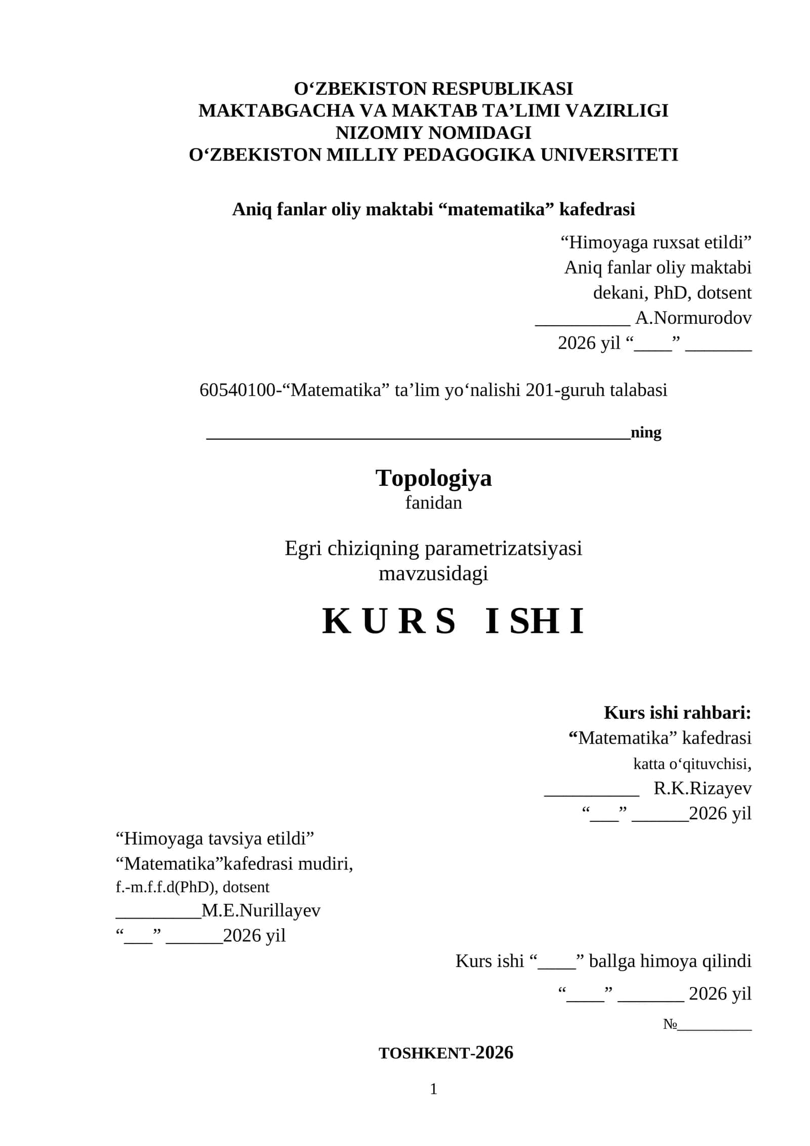 Egri chiziqning parametrizatsiyasi