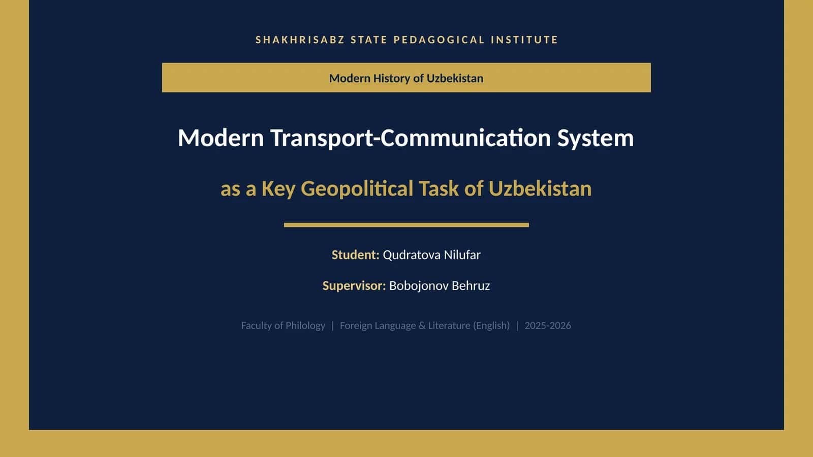Modern History of Uzbekistan