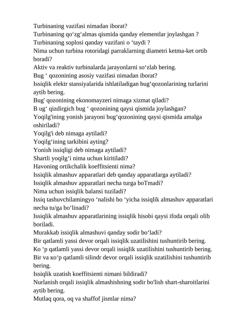Turbinaning vazifasi