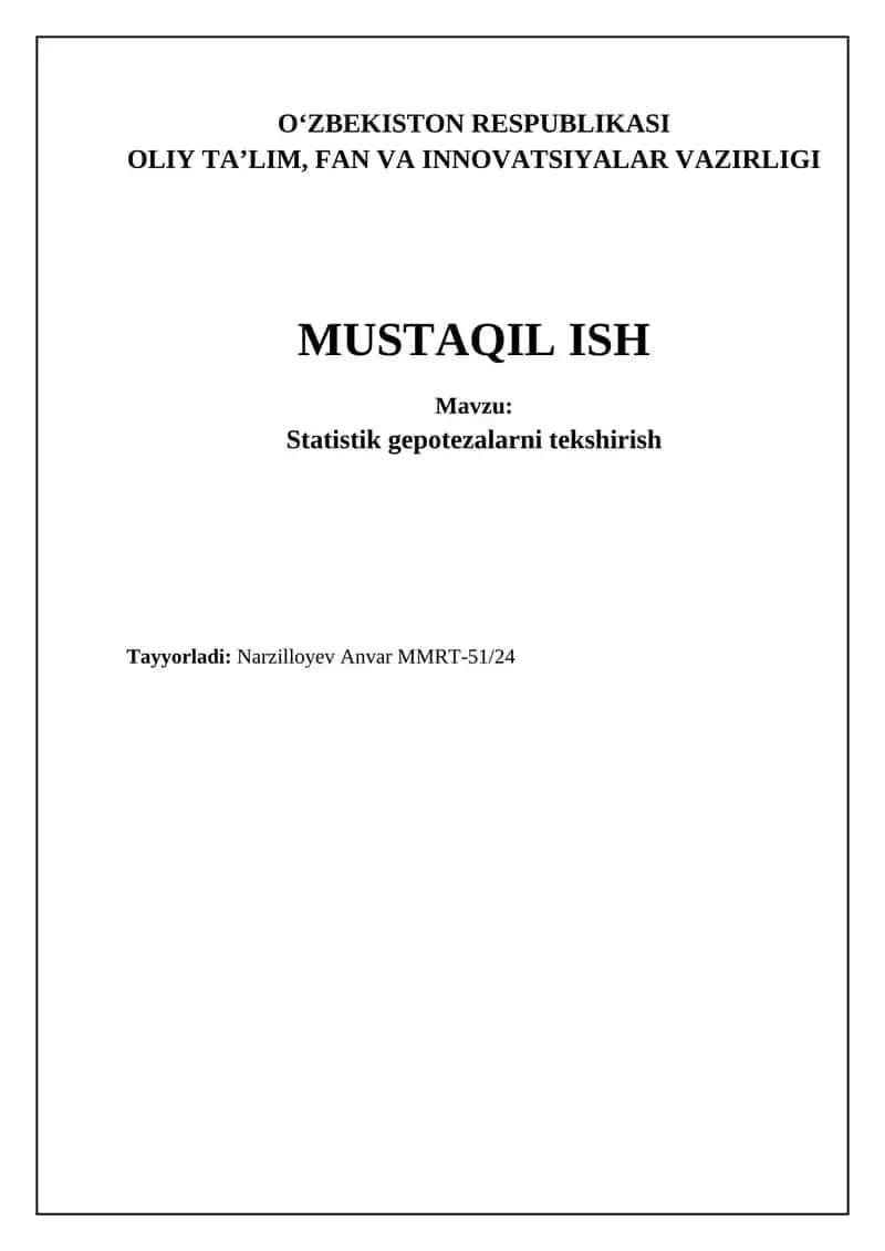 Statistik gepotezalarni tekshirish