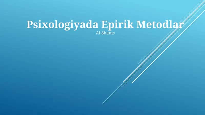 Psixologiyada Epirik Metodlar