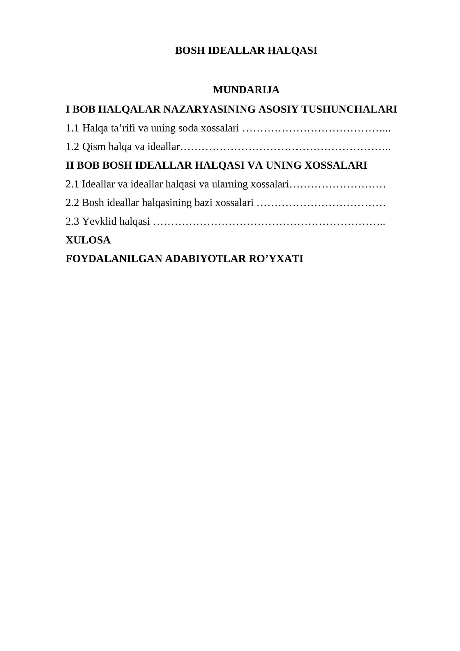 Bosh ideallar halqasi