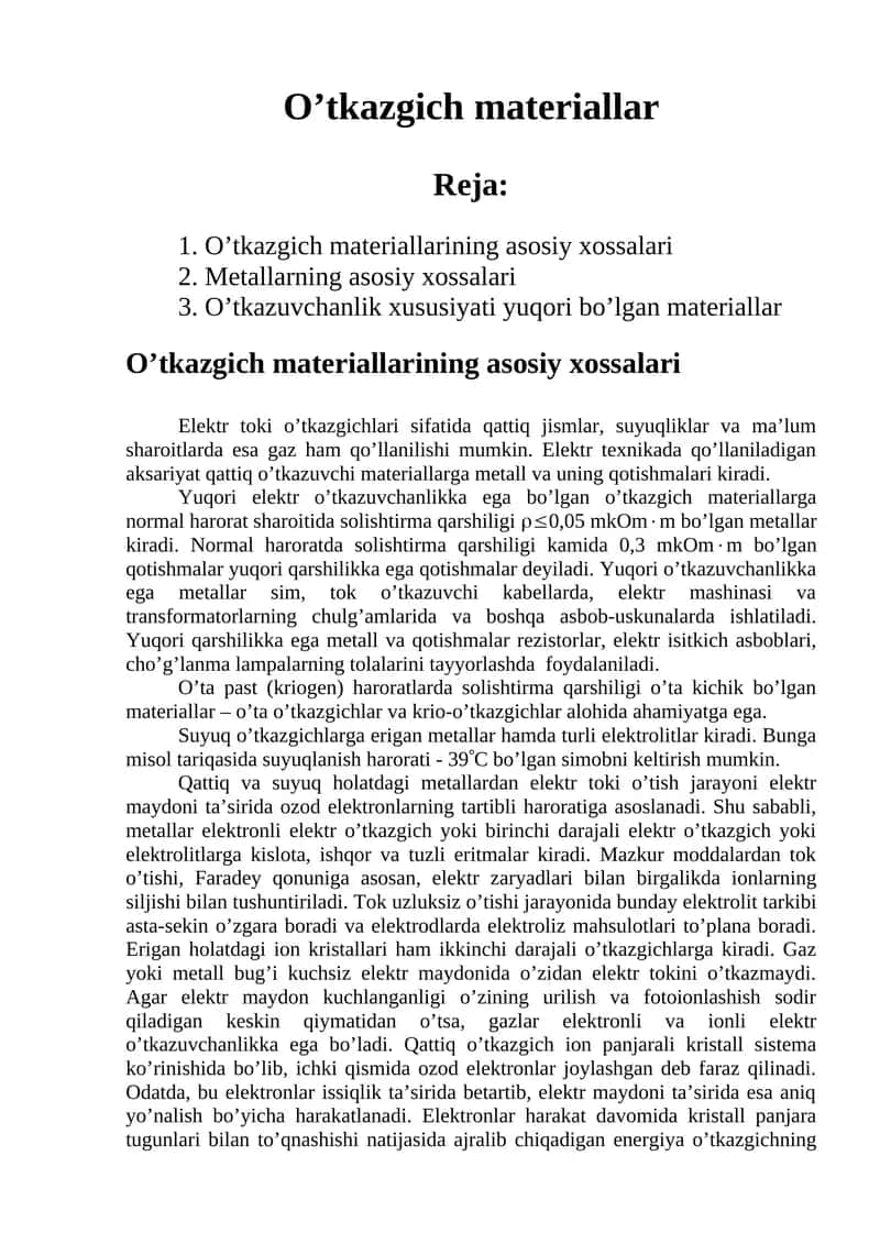 O’tkazgich materiallar