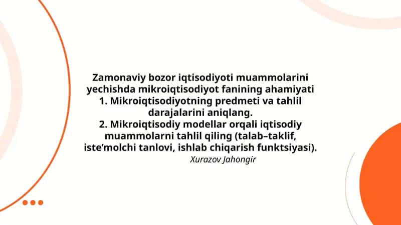 Mikroiqtisodiyot fanining ahamiyati