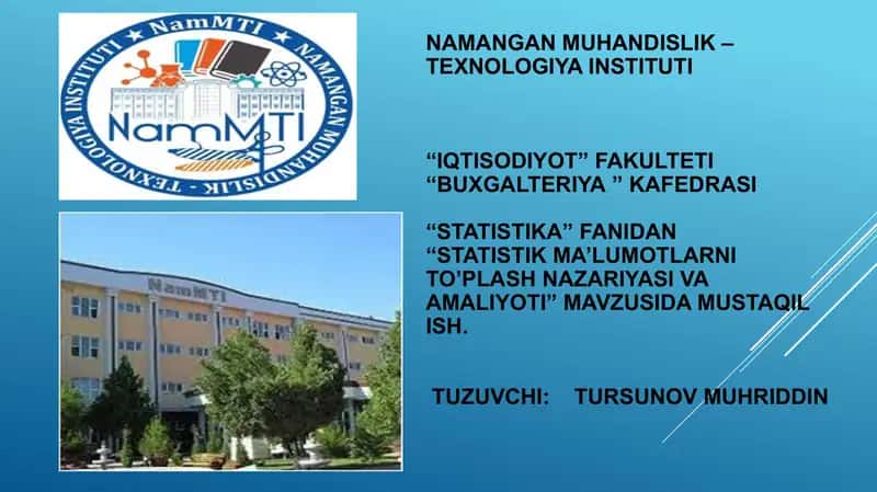 Statistikma’lumotlarni to`plash nazariyasi va amaliyoti