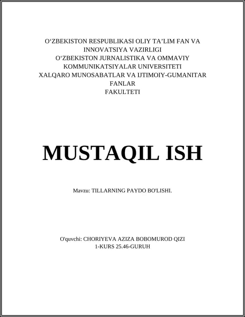 Tillarning paydo bo'lishi