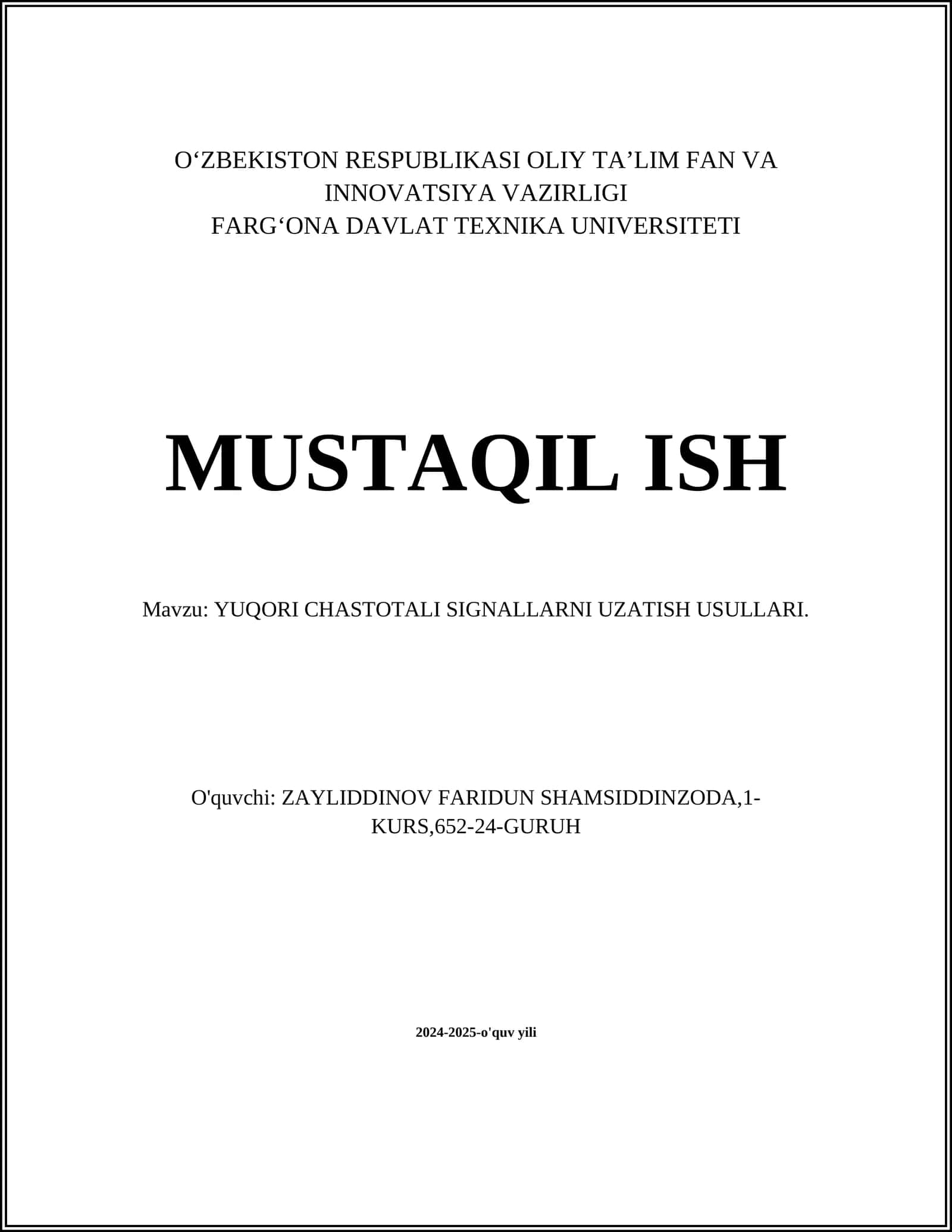 Yuqori chastotali signallarni modulyatsiya qilish usullari