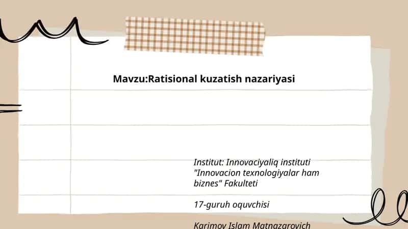 Ratisional kuzatish nazariyasi