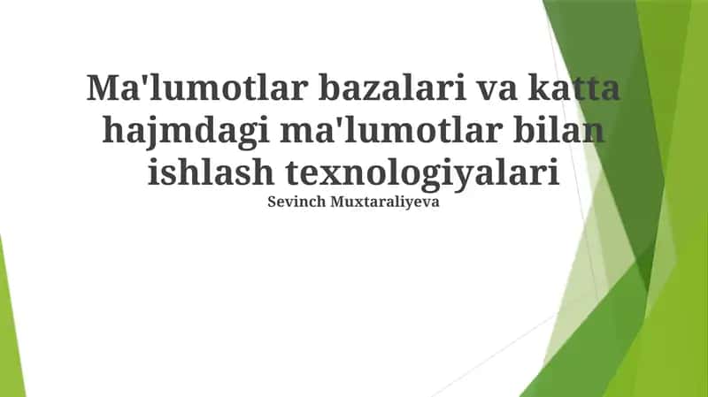 Ma'lumotlar Bazasi Asoslari