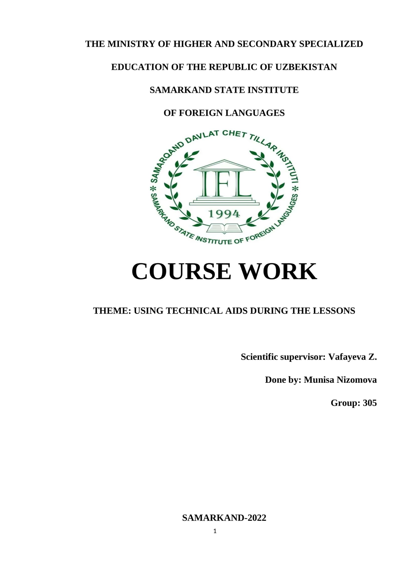 Amaliy ishlar: Using technical aids during the lessons